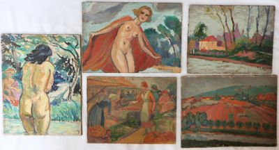 plusieurs tableaux représentant une femme avec une cape rouge, un homme avec une cape rouge, une femme avec une cape rouge et un homme avec une cape rouge