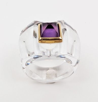 BACCARAT Bague modèle "Guet-apens" en cristal transparent se…