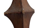 a close up of a metal object on a white background