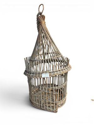 une cage à oiseaux contenant un oiseau, sur fond blanc