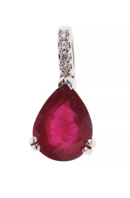 un pendentif en rubis et diamants, de forme poire