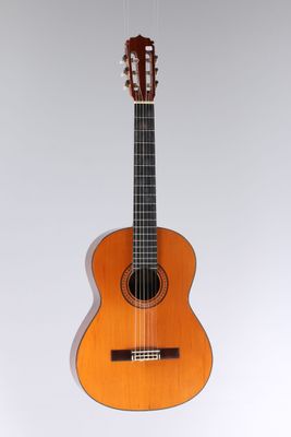 une image représentant une guitare accrochée à un mur, sur fond blanc