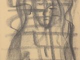 dessin au crayon représentant le visage d'une femme avec une fenêtre en arrière-plan