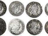 un ensemble de six pièces d'argent sur lesquelles figurent des portraits