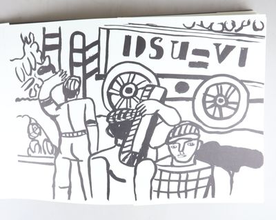 a black and white drawing of a man and a woman
