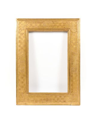 an image of a gold frame with a white background