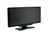 the flat screen tv is sitting on a stand on a white surface