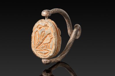 ScarabÉE ÉGyptien EN STÉAtite Avec Oiseau ET Signes HIÉRogly…