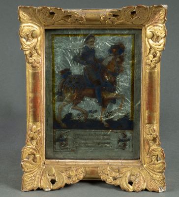 painting of a man on a horse in a gold frame