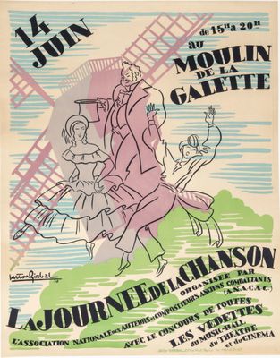 a poster for the moulinin gallery featuring a man on a horse and a woman on a horse