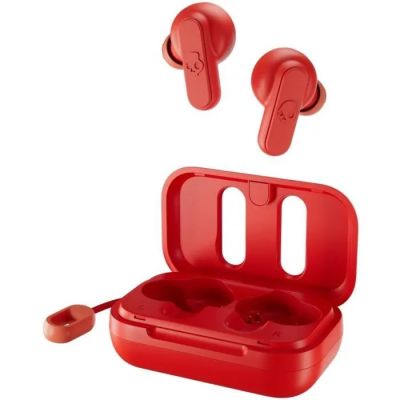 an image of a pair of red ear buds in a red case