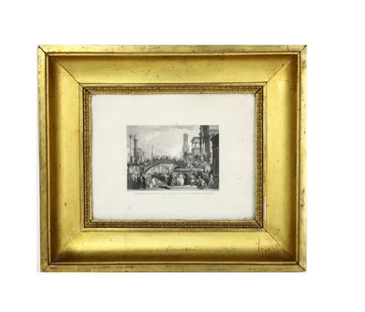 une photo d'une photo d'une photo d'une ville dans un cadre doré