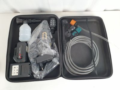 a black case with a bunch of items inside of it