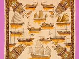 an image of a silk scarf with boats on it