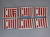 six red, white, and blue striped cards with the words i love you