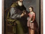 an old painting of a man and a woman standing next to each other