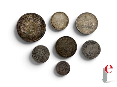 five different types of coins on a white surface
