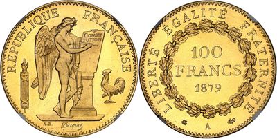 a gold coin with the image of an angel holding a cup