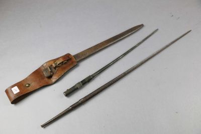 an old pair of scissors and a leather case on a table