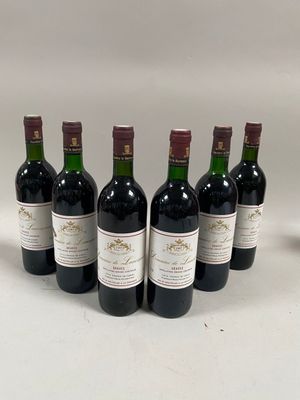 six bouteilles de vin sont alignées sur une table