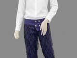 a mannequin dressed in a white shirt and blue pants