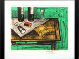 une image représentant un dessin d'une table sur laquelle se trouvent des verres à vin et une boîte