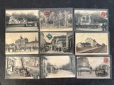 plusieurs vieilles photographies en noir et blanc d'une gare