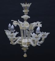 Lustre en verre de Murano et inclision or à cinq bras de lum… (photo 2)