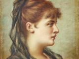 un tableau représentant une femme portant un voile sur la tête