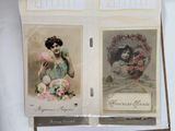 two cards with pictures of a woman on them
