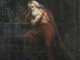 un tableau représentant un vieil homme barbu assis sur une chaise