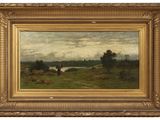 une image représentant un tableau représentant un paysage avec une rivière au loin
