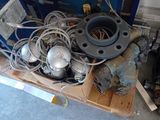 a pile of assorted electrical equipment on a pallet