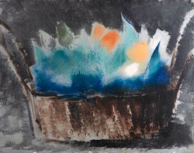 une image représentant un tableau où l'on voit une corbeille de fruits posée sur une table