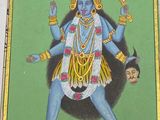 an image of a painting of a hindu god with a bird on his shoulder