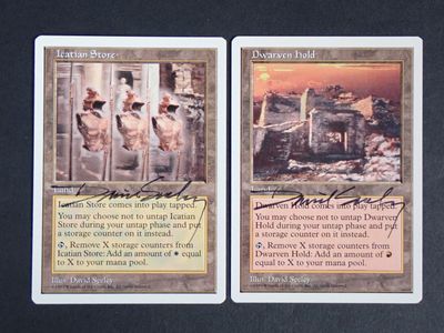 two cards with a picture of a man and a woman on them