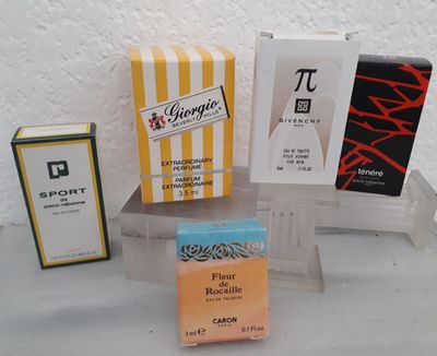 Lot de 5 miniatures (caron, givenchy, paco rabanne, et giorg…