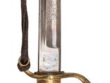 an image of a sword with a gold handle on a white background