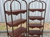 pair of vintage iron and wood shelves