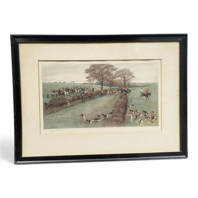framed picture of a painting of a horse race with a man on horseback
