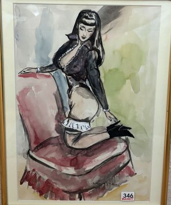 tableau représentant une femme assise sur une chaise, coiffée d'un chapeau