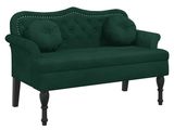 the green couch is sitting on a white background