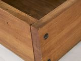 a wooden box that has a glass inside of it