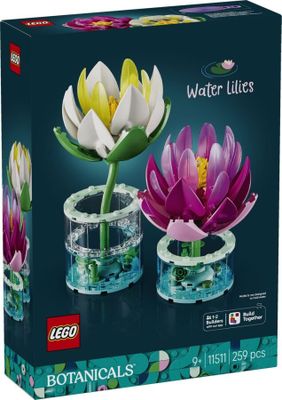 une boîte de nénuphars en Lego contenant une fleur