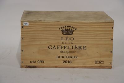 6 bouteilles Leo de la Gaffeliere (Bordeaux) 2015. Caisse en bois - Photo 1
