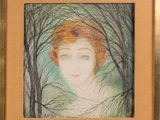 une image représentant un tableau d'une femme dans une forêt
