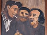 a painting of a group of men smoking a cigarette