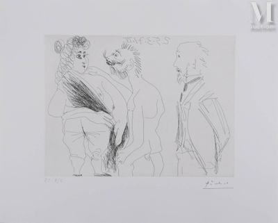 drawing of a man and a woman standing next to each other