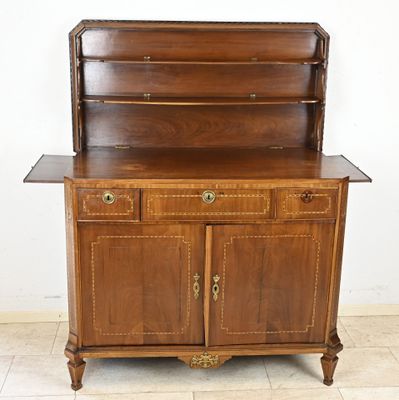 an image of a wooden cabinet with two drawers and a door