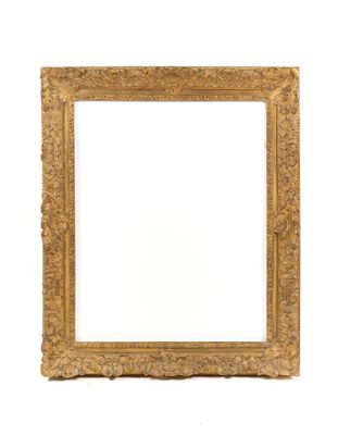 an old gold frame with a white background